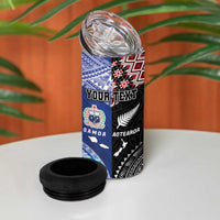Personalised Aotearoa and Samoa Together 4 in 1 Can Cooler Tumbler Tatau Art Tattoos-Taniko and Tukutuku with Maori Pattern LT03 - Polynesian Pride