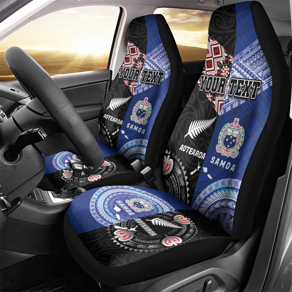 Personalised Aotearoa and Samoa Together Car Seat Cover Tatau Art Tattoos-Taniko and Tukutuku with Maori Pattern LT03 - Polynesian Pride