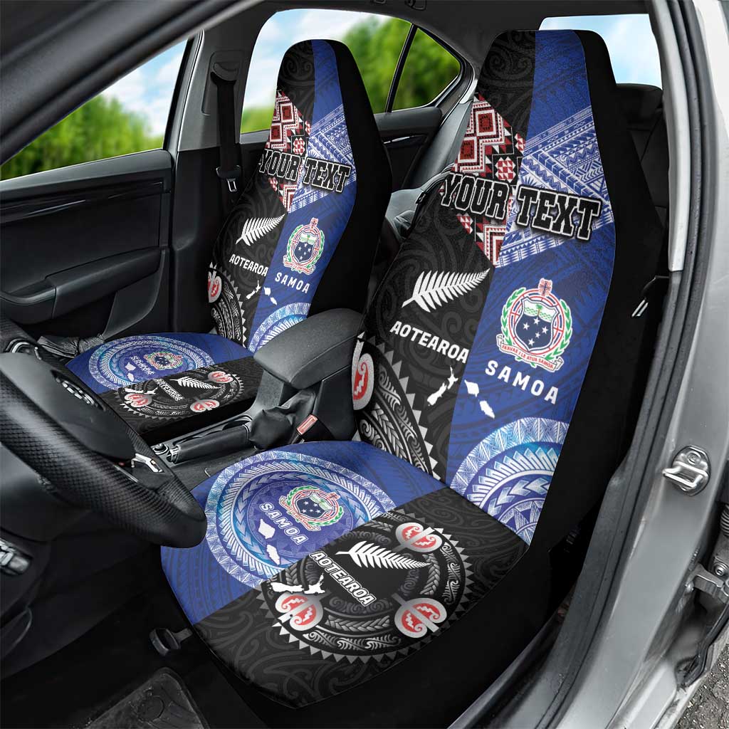 Personalised Aotearoa and Samoa Together Car Seat Cover Tatau Art Tattoos-Taniko and Tukutuku with Maori Pattern LT03 - Polynesian Pride