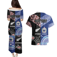 Personalised Aotearoa and Samoa Together Couples Matching Puletasi and Hawaiian Shirt Tatau Art Tattoos-Taniko and Tukutuku with Maori Pattern LT03 - Polynesian Pride