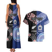 Personalised Aotearoa and Samoa Together Couples Matching Tank Maxi Dress and Hawaiian Shirt Tatau Art Tattoos-Taniko and Tukutuku with Maori Pattern LT03 - Polynesian Pride
