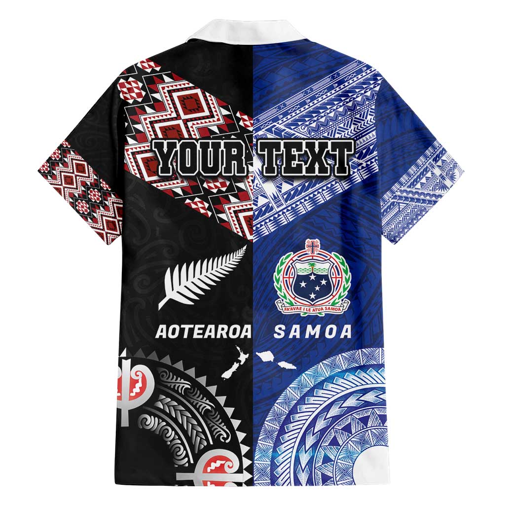 Personalised Aotearoa and Samoa Together Family Matching Long Sleeve Bodycon Dress and Hawaiian Shirt Tatau Art Tattoos-Taniko and Tukutuku with Maori Pattern LT03 - Polynesian Pride