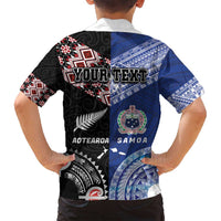 Personalised Aotearoa and Samoa Together Family Matching Off Shoulder Maxi Dress and Hawaiian Shirt Tatau Art Tattoos-Taniko and Tukutuku with Maori Pattern LT03 - Polynesian Pride