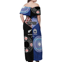 Personalised Aotearoa and Samoa Together Family Matching Off Shoulder Maxi Dress and Hawaiian Shirt Tatau Art Tattoos-Taniko and Tukutuku with Maori Pattern LT03 - Polynesian Pride