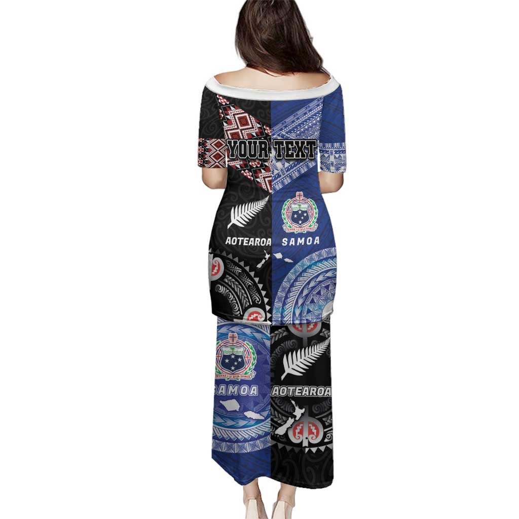 Personalised Aotearoa and Samoa Together Family Matching Puletasi and Hawaiian Shirt Tatau Art Tattoos-Taniko and Tukutuku with Maori Pattern LT03 - Polynesian Pride