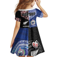 Personalised Aotearoa and Samoa Together Family Matching Short Sleeve Bodycon Dress and Hawaiian Shirt Tatau Art Tattoos-Taniko and Tukutuku with Maori Pattern LT03 - Polynesian Pride