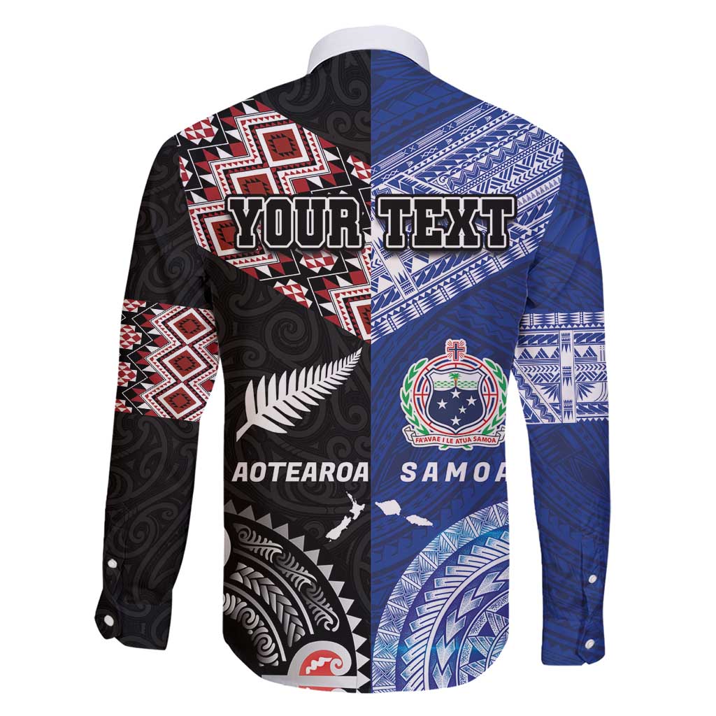 Personalised Aotearoa and Samoa Together Family Matching Short Sleeve Bodycon Dress and Hawaiian Shirt Tatau Art Tattoos-Taniko and Tukutuku with Maori Pattern LT03 - Polynesian Pride
