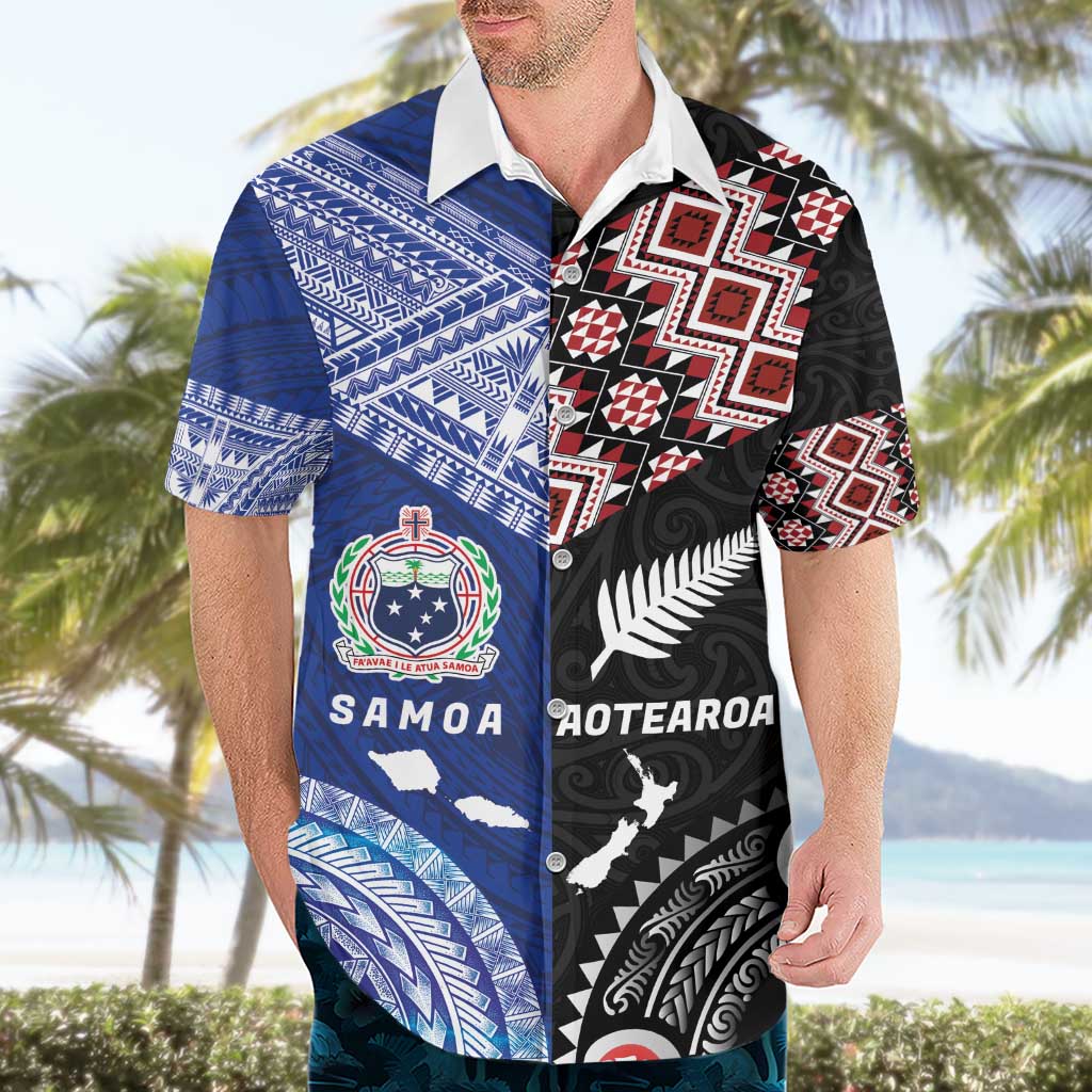Personalised Aotearoa and Samoa Together Hawaiian Shirt Tatau Art Tattoos-Taniko and Tukutuku with Maori Pattern LT03 - Polynesian Pride
