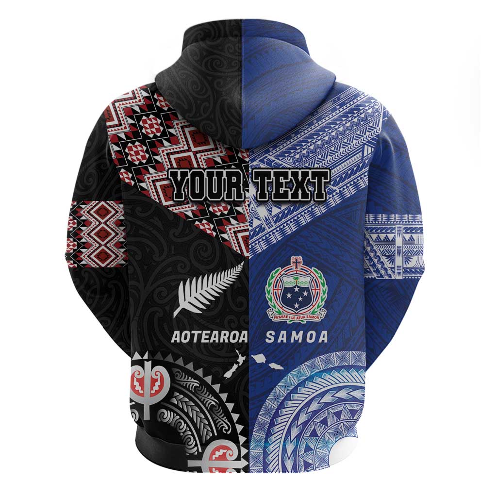 Personalised Aotearoa and Samoa Together Hoodie Tatau Art Tattoos-Taniko and Tukutuku with Maori Pattern LT03 - Polynesian Pride