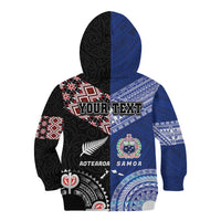Personalised Aotearoa and Samoa Together Kid Hoodie Tatau Art Tattoos-Taniko and Tukutuku with Maori Pattern LT03 - Polynesian Pride