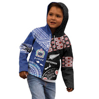 Personalised Aotearoa and Samoa Together Kid Hoodie Tatau Art Tattoos-Taniko and Tukutuku with Maori Pattern LT03 - Polynesian Pride