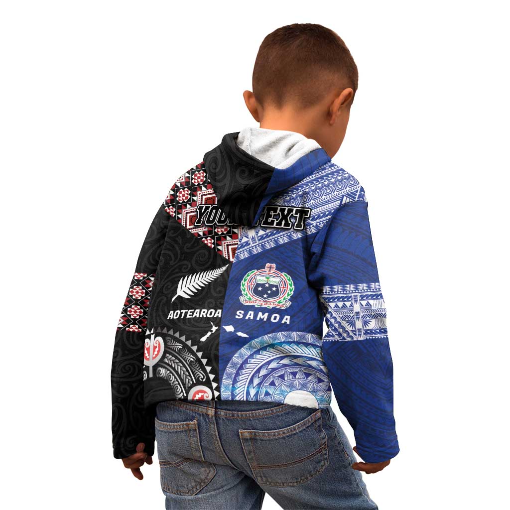 Personalised Aotearoa and Samoa Together Kid Hoodie Tatau Art Tattoos-Taniko and Tukutuku with Maori Pattern LT03 - Polynesian Pride