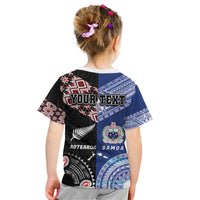 Personalised Aotearoa and Samoa Together Kid T Shirt Tatau Art Tattoos-Taniko and Tukutuku with Maori Pattern LT03 - Polynesian Pride