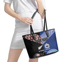 Personalised Aotearoa and Samoa Together Leather Tote Bag Tatau Art Tattoos-Taniko and Tukutuku with Maori Pattern
