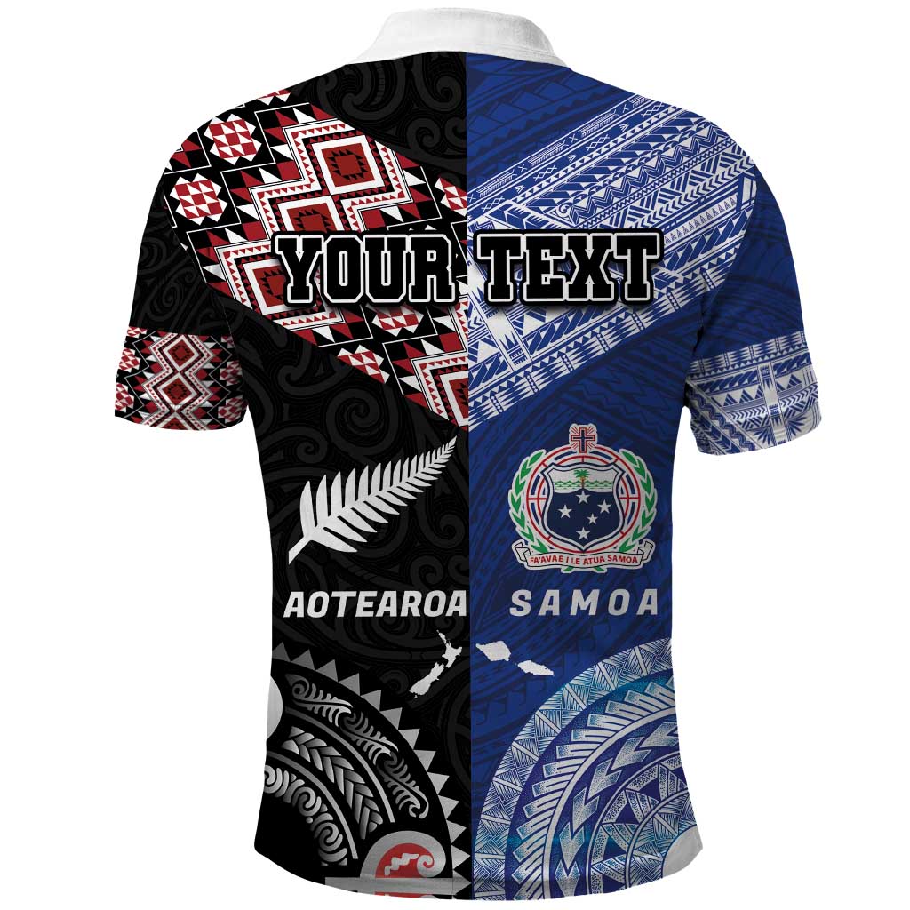 Personalised Aotearoa and Samoa Together Polo Shirt Tatau Art Tattoos-Taniko and Tukutuku with Maori Pattern