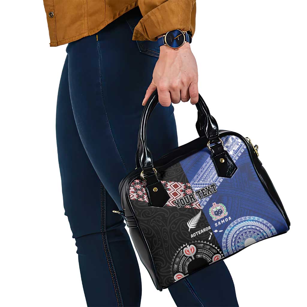 Personalised Aotearoa and Samoa Together Shoulder Handbag Tatau Art Tattoos-Taniko and Tukutuku with Maori Pattern