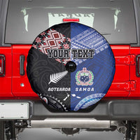 Personalised Aotearoa and Samoa Together Spare Tire Cover Tatau Art Tattoos-Taniko and Tukutuku with Maori Pattern LT03 - Polynesian Pride