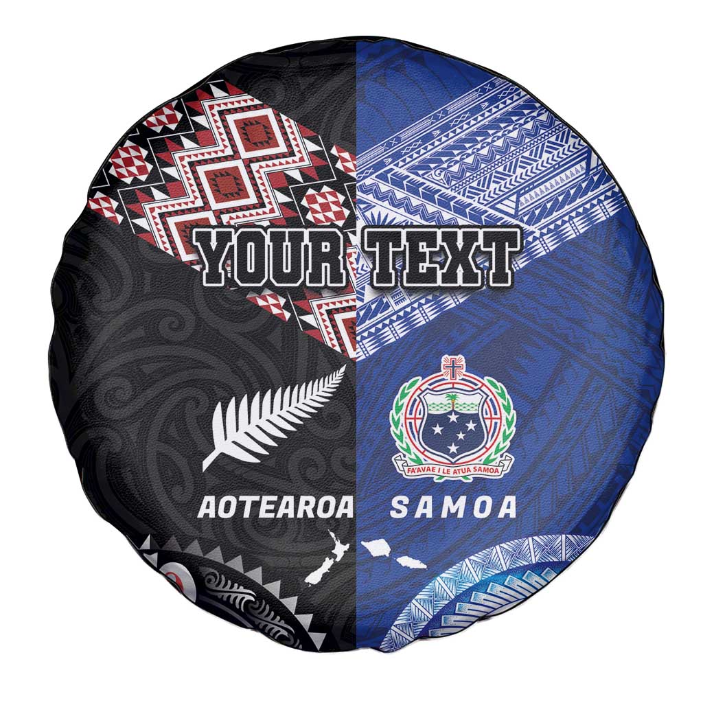 Personalised Aotearoa and Samoa Together Spare Tire Cover Tatau Art Tattoos-Taniko and Tukutuku with Maori Pattern LT03 - Polynesian Pride