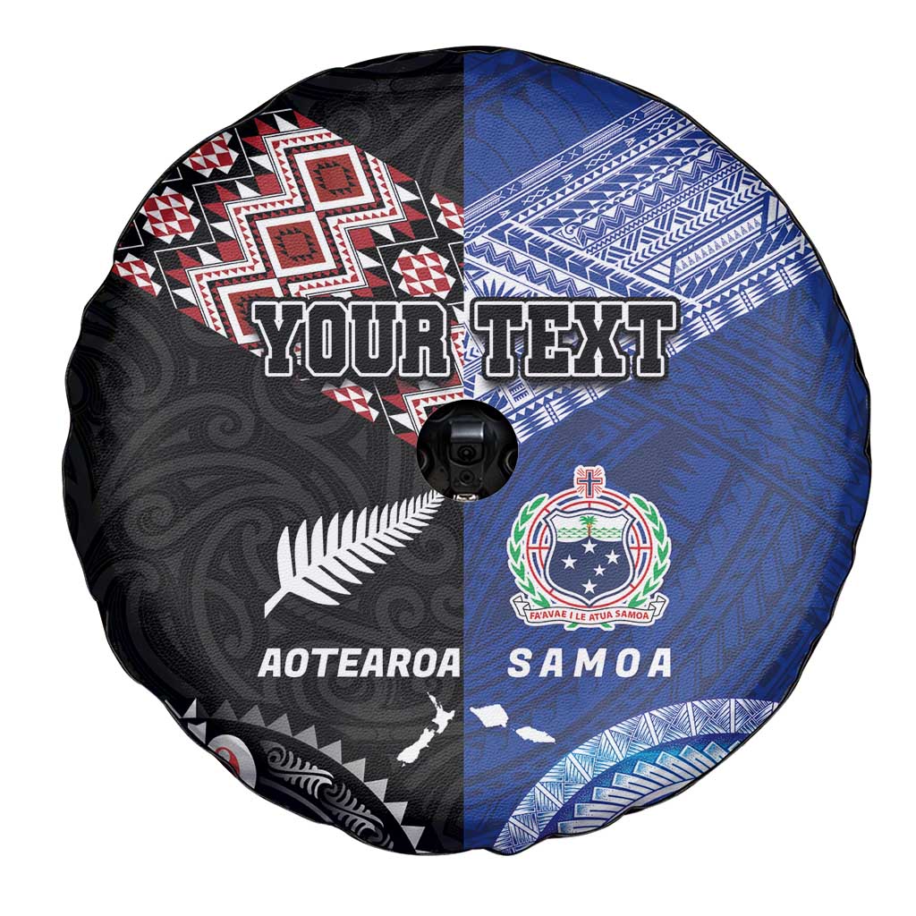 Personalised Aotearoa and Samoa Together Spare Tire Cover Tatau Art Tattoos-Taniko and Tukutuku with Maori Pattern LT03 - Polynesian Pride