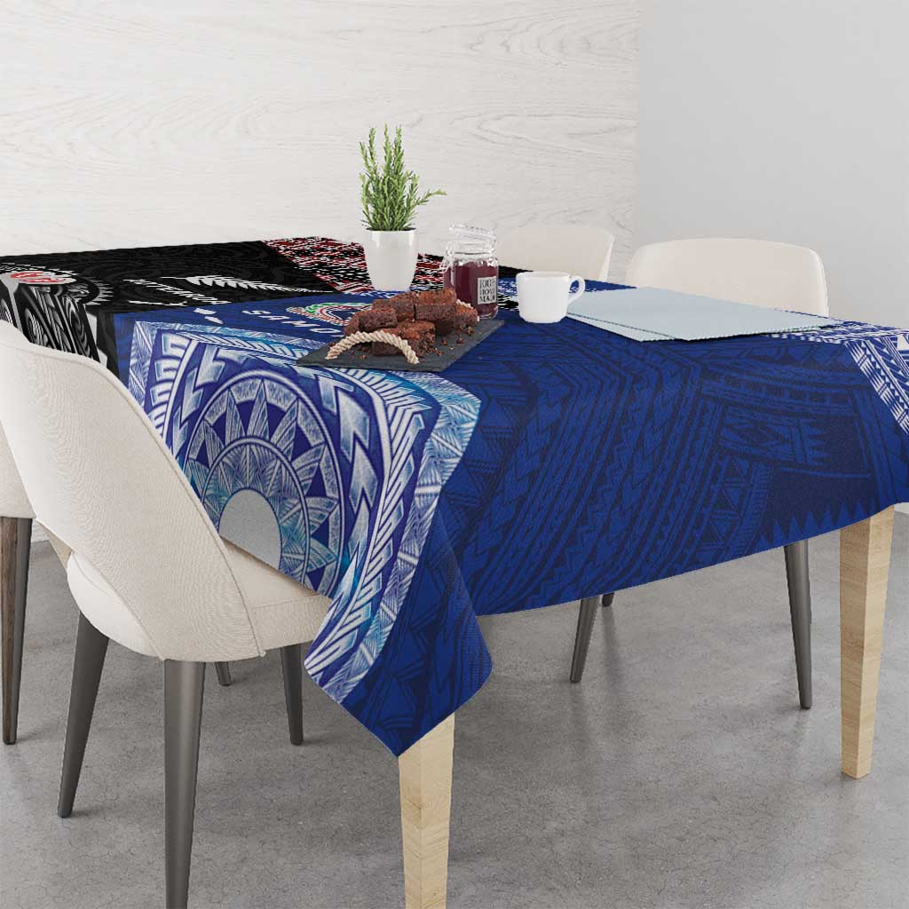 Personalised Aotearoa and Samoa Together Tablecloth Tatau Art Tattoos-Taniko and Tukutuku with Maori Pattern