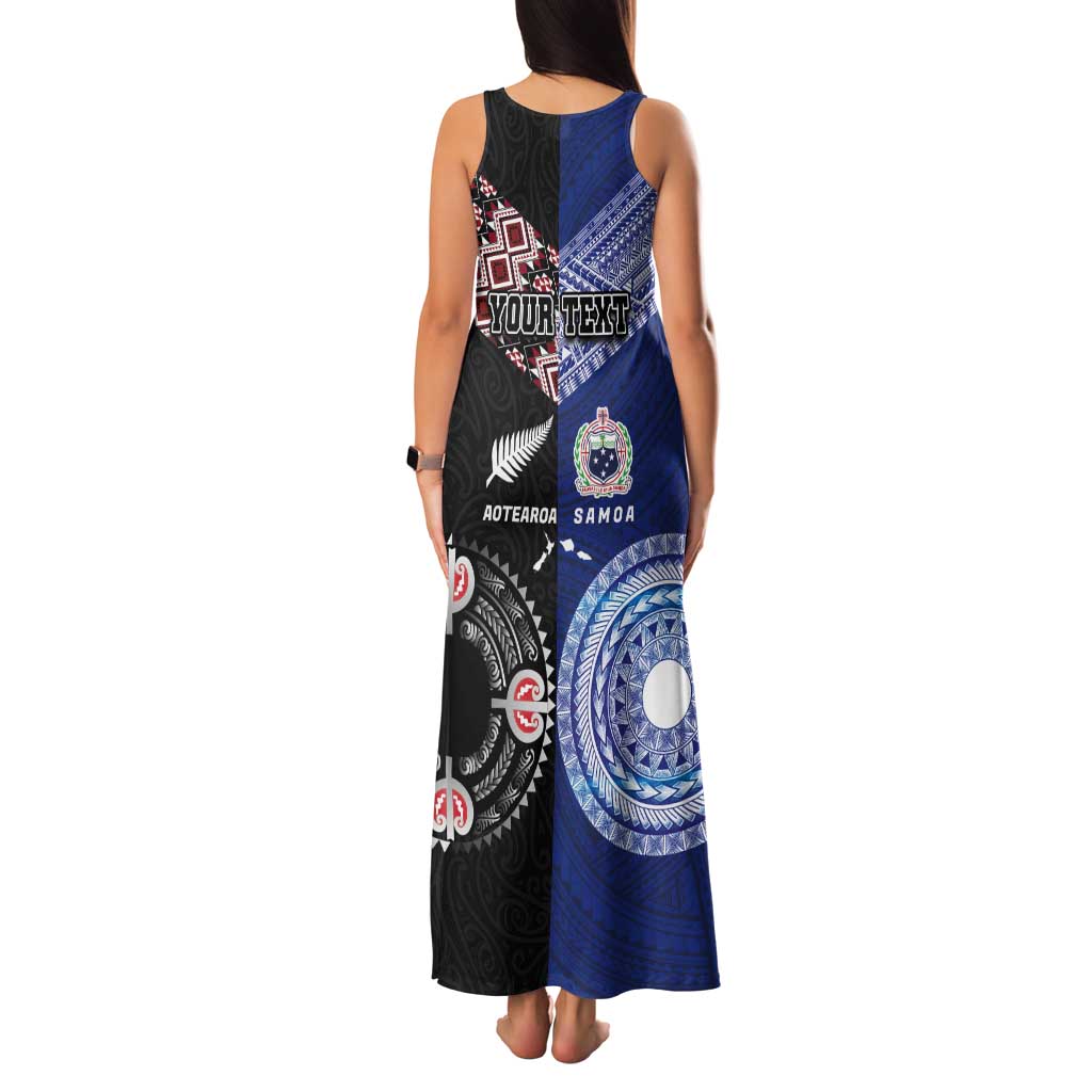 Personalised Aotearoa and Samoa Together Tank Maxi Dress Tatau Art Tattoos-Taniko and Tukutuku with Maori Pattern LT03 - Polynesian Pride