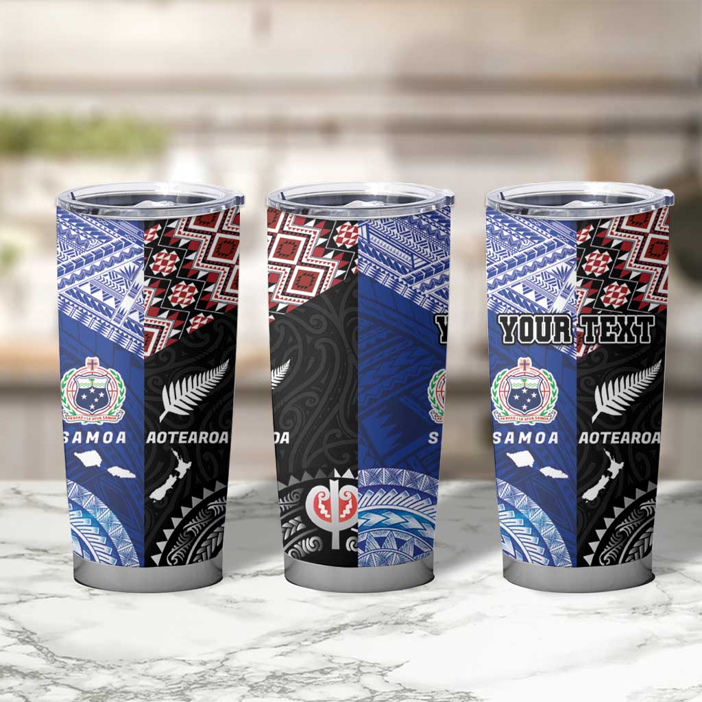 Personalised Aotearoa and Samoa Together Tumbler Cup Tatau Art Tattoos-Taniko and Tukutuku with Maori Pattern LT03 - Polynesian Pride