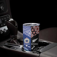 Personalised Aotearoa and Samoa Together Tumbler Cup Tatau Art Tattoos-Taniko and Tukutuku with Maori Pattern LT03 - Polynesian Pride