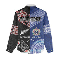 Personalised Aotearoa and Samoa Together Women Casual Shirt Tatau Art Tattoos-Taniko and Tukutuku with Maori Pattern LT03 - Polynesian Pride