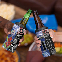 Custom Aotearoa and Samoa Rugby 4 in 1 Can Cooler Tumbler Maori Warrior and Teuila Emblem-Tatau with Taniko Art LT03 - Polynesian Pride
