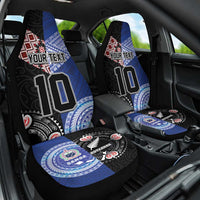 Custom Aotearoa and Samoa Rugby Car Seat Cover Maori Warrior and Teuila Emblem-Tatau with Taniko Art LT03 One Size Black - Polynesian Pride