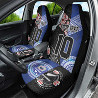 Custom Aotearoa and Samoa Rugby Car Seat Cover Maori Warrior and Teuila Emblem-Tatau with Taniko Art LT03 - Polynesian Pride