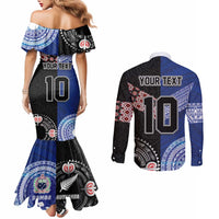 Custom Aotearoa and Samoa Rugby Couples Matching Mermaid Dress and Long Sleeve Button Shirt Maori Warrior and Teuila Emblem-Tatau with Taniko Art LT03 - Polynesian Pride