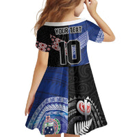 Custom Aotearoa and Samoa Rugby Family Matching Long Sleeve Bodycon Dress and Hawaiian Shirt Maori Warrior and Teuila Emblem-Tatau with Taniko Art LT03 - Polynesian Pride