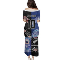 Custom Aotearoa and Samoa Rugby Family Matching Puletasi and Hawaiian Shirt Maori Warrior and Teuila Emblem-Tatau with Taniko Art LT03 - Polynesian Pride