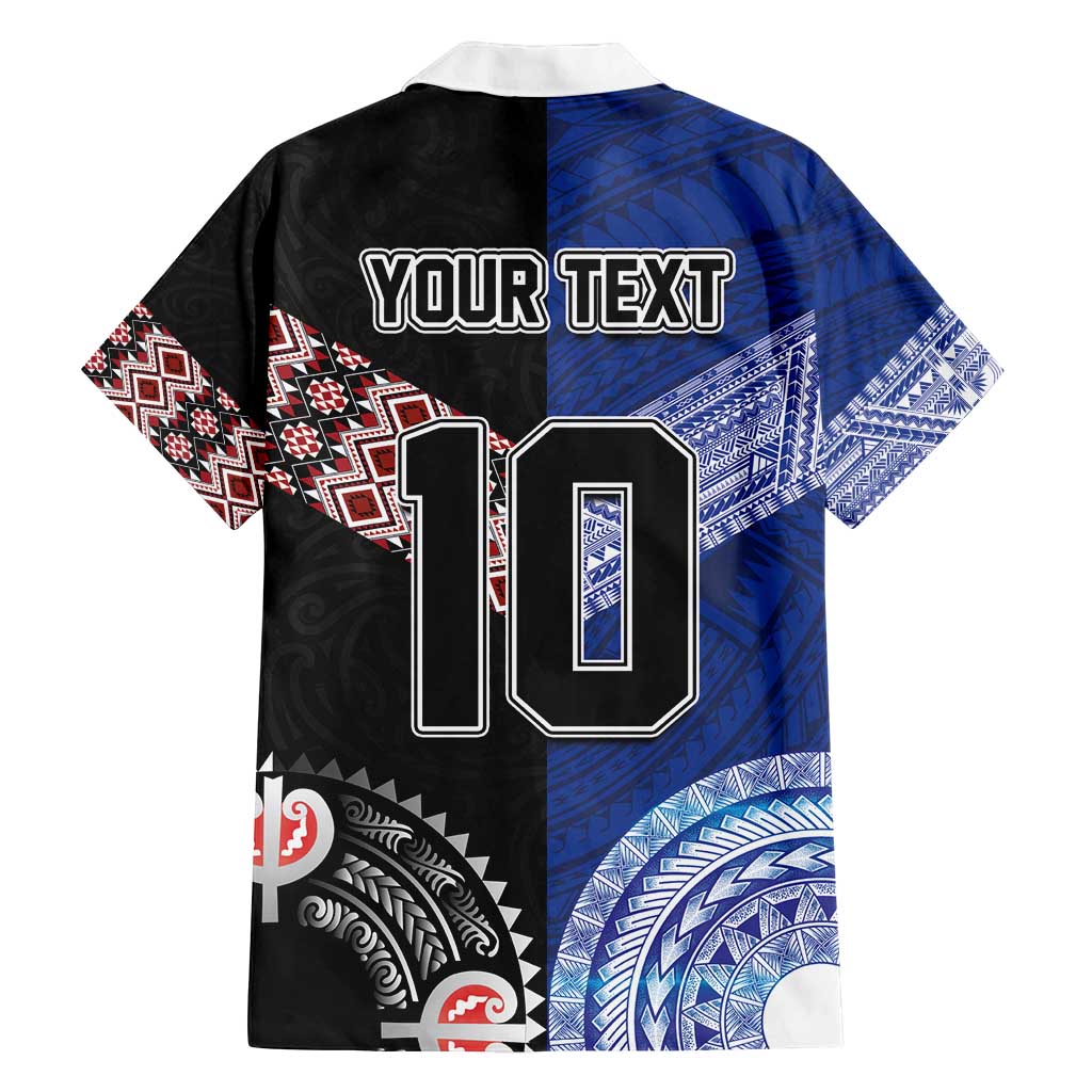 Custom Aotearoa and Samoa Rugby Family Matching Tank Maxi Dress and Hawaiian Shirt Maori Warrior and Teuila Emblem-Tatau with Taniko Art LT03 - Polynesian Pride