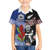 Custom Aotearoa and Samoa Rugby Hawaiian Shirt Maori Warrior and Teuila Emblem-Tatau with Taniko Art LT03 - Polynesian Pride
