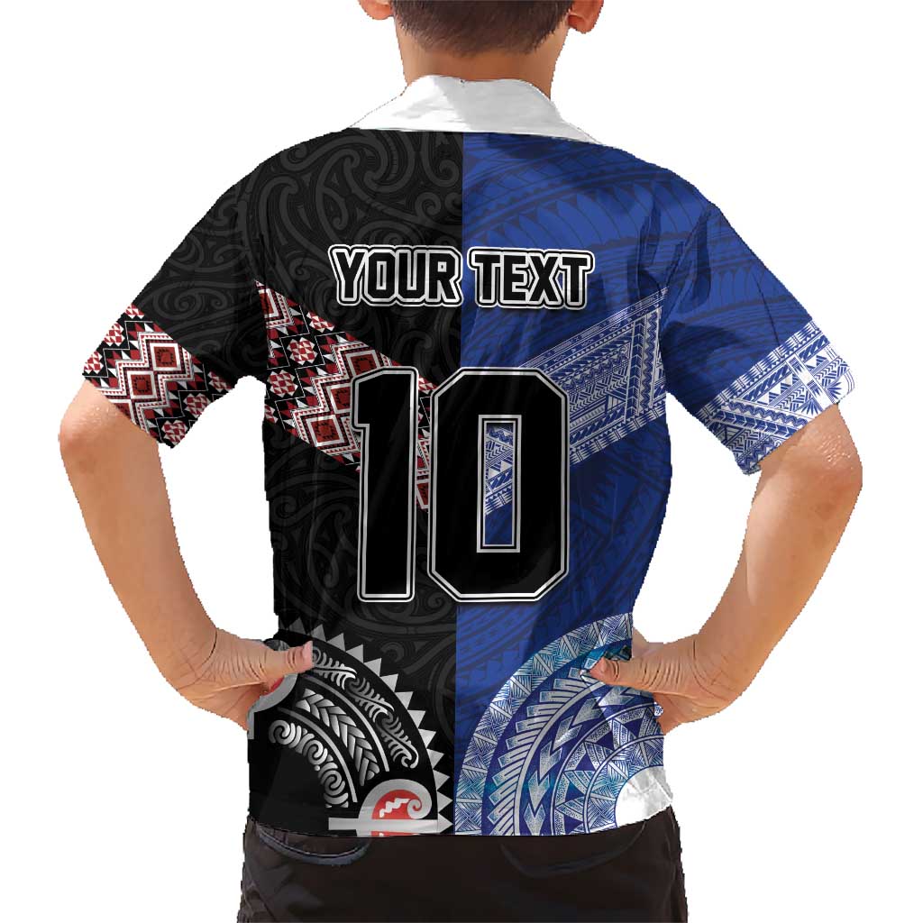 Custom Aotearoa and Samoa Rugby Hawaiian Shirt Maori Warrior and Teuila Emblem-Tatau with Taniko Art LT03 - Polynesian Pride