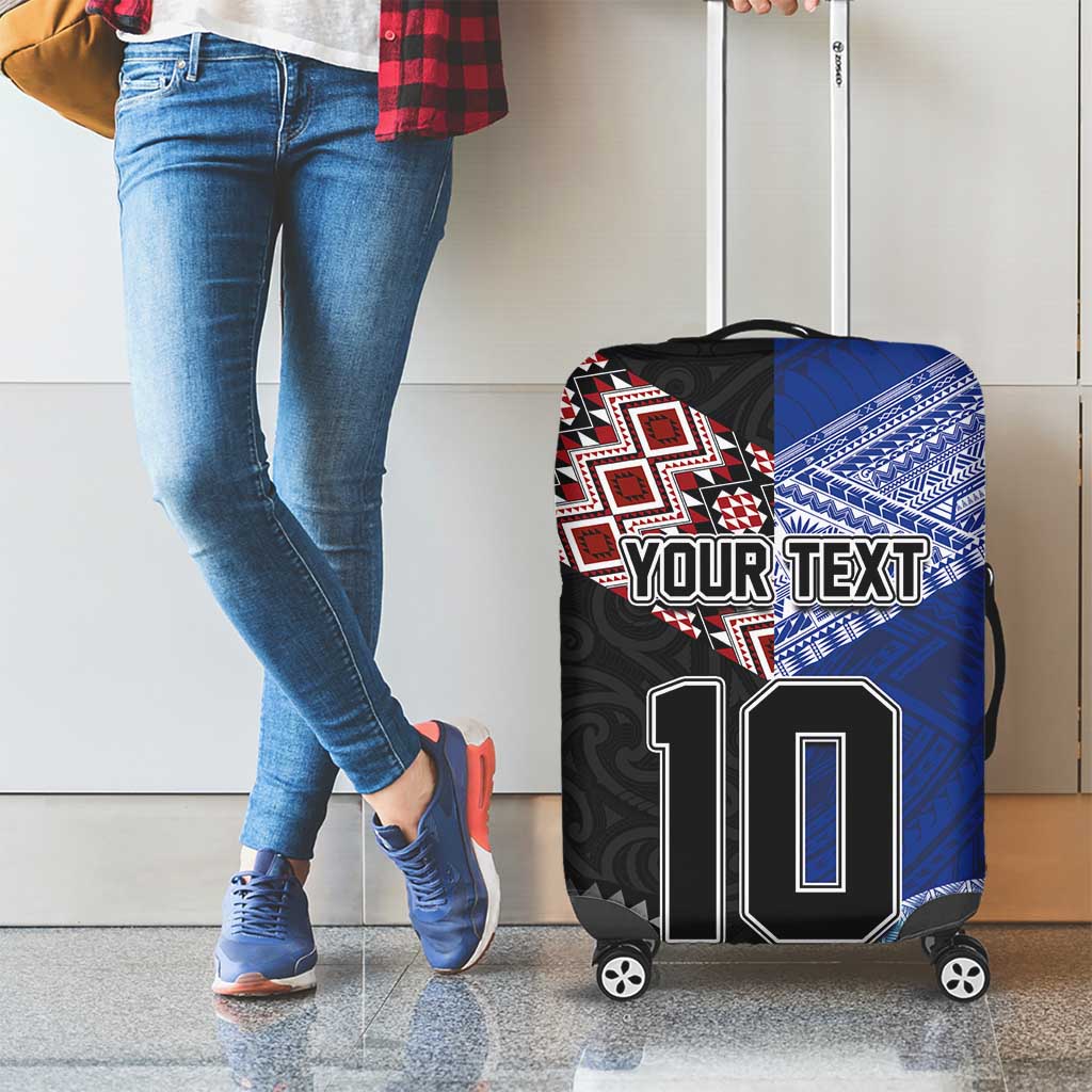 Custom Aotearoa and Samoa Rugby Luggage Cover Maori Warrior and Teuila Emblem-Tatau with Taniko Art LT03 - Polynesian Pride
