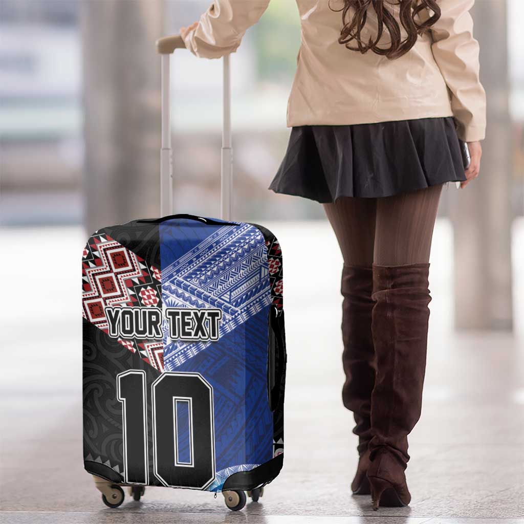 Custom Aotearoa and Samoa Rugby Luggage Cover Maori Warrior and Teuila Emblem-Tatau with Taniko Art LT03 - Polynesian Pride
