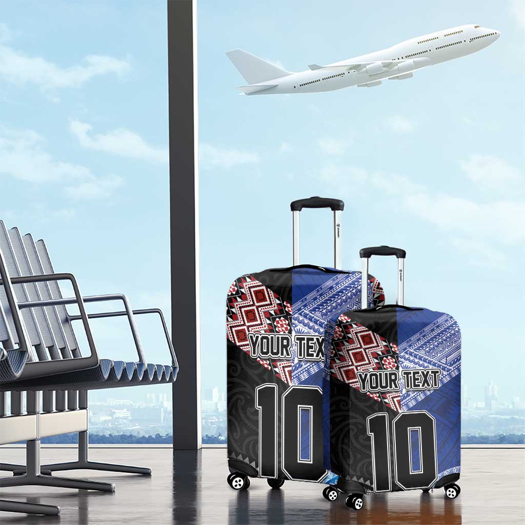 Custom Aotearoa and Samoa Rugby Luggage Cover Maori Warrior and Teuila Emblem-Tatau with Taniko Art LT03 - Polynesian Pride