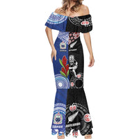 Custom Aotearoa and Samoa Rugby Mermaid Dress Maori Warrior and Teuila Emblem-Tatau with Taniko Art LT03 - Polynesian Pride