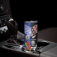 Custom Aotearoa and Samoa Rugby Skinny Tumbler Maori Warrior and Teuila Emblem-Tatau with Taniko Art LT03 - Polynesian Pride