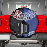 Custom Aotearoa and Samoa Rugby Spare Tire Cover Maori Warrior and Teuila Emblem-Tatau with Taniko Art LT03 - Polynesian Pride