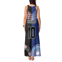 Custom Aotearoa and Samoa Rugby Tank Maxi Dress Maori Warrior and Teuila Emblem-Tatau with Taniko Art LT03 - Polynesian Pride