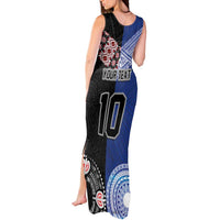 Custom Aotearoa and Samoa Rugby Tank Maxi Dress Maori Warrior and Teuila Emblem-Tatau with Taniko Art LT03 - Polynesian Pride