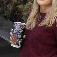 Custom Aotearoa and Samoa Rugby Tumbler Cup Maori Warrior and Teuila Emblem-Tatau with Taniko Art