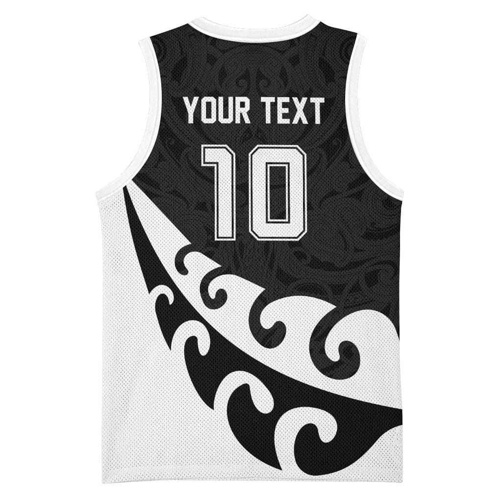 Custom NZ Rugby Basketball Jersey Koru and Silver Fern Sporty Style
