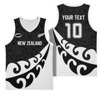 Custom NZ Rugby Basketball Jersey Koru and Silver Fern Sporty Style