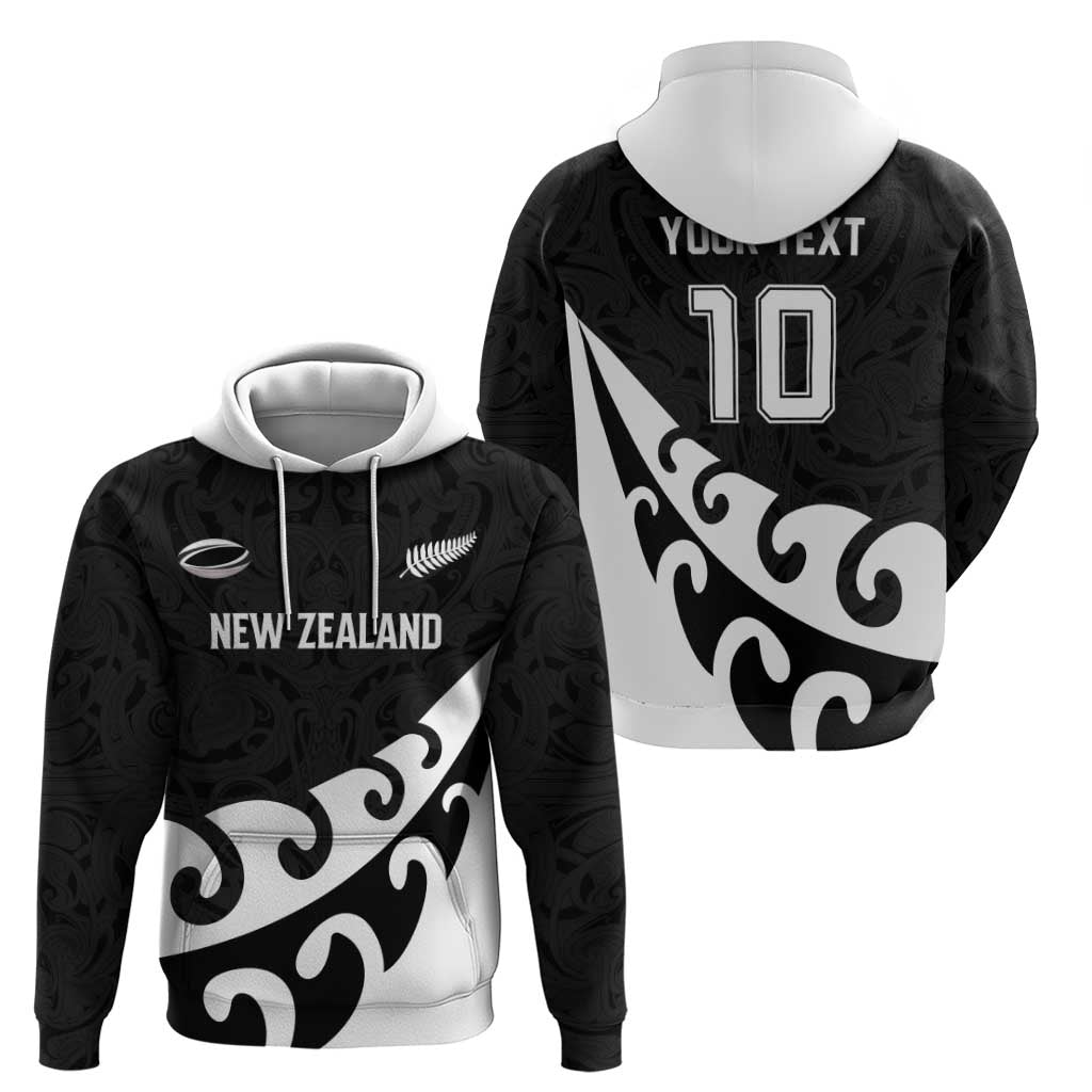 Custom NZ Rugby Hoodie Koru and Silver Fern Sporty Style