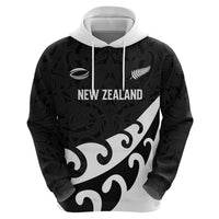 Custom NZ Rugby Hoodie Koru and Silver Fern Sporty Style